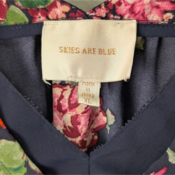 Skies Are Blue Dark Floral Blouse V-Neck Whimsigoth Romantic Boho Feminine XL - Picture 7 of 8